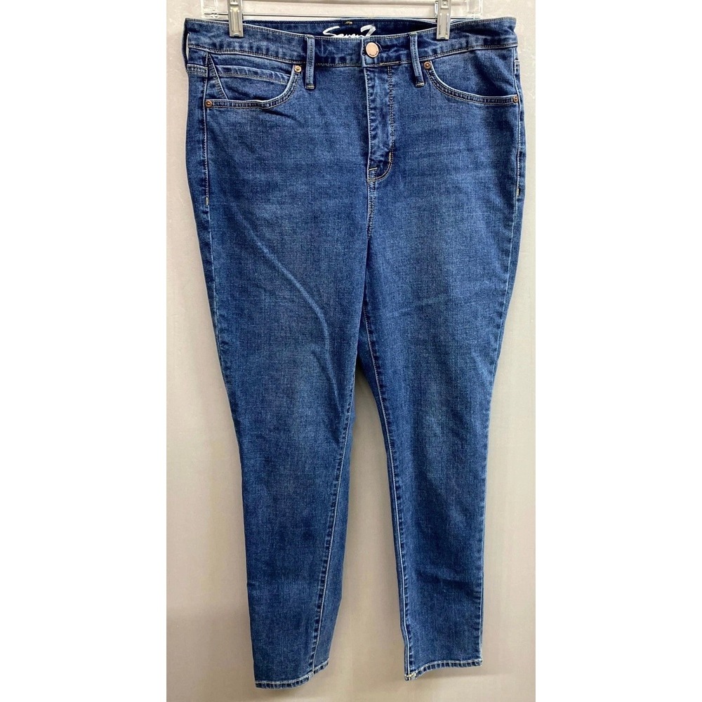 Seven7 Jeans Womens 12 Blue Denim Pockets Everyday Wear Medium Wash Skinny Leg